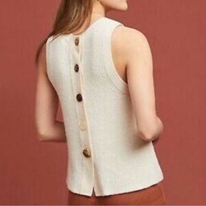 Moth by Anthropologie | Buttoned Sweater Tank, Statement Back Buttons Sz. S